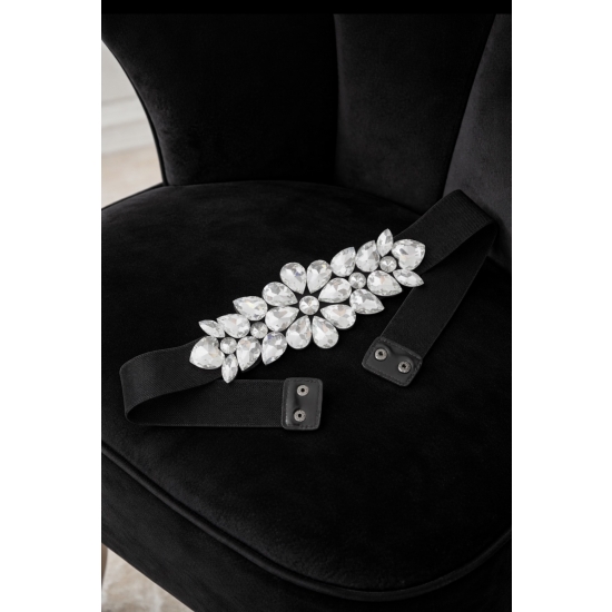 Elastyczny pasek glamour z kryształową aplikacją – elegancki i efektowny.